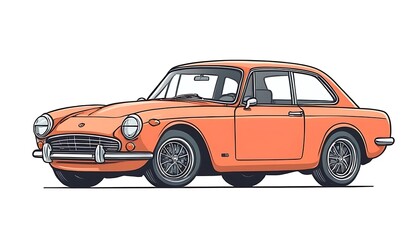 Fototapeta premium hand drawing car on white background,Modern suv car abstract silhouette on white background. A hand drawn line art of a sedan car.automobile, conceptual, contour, doodle, drive, 48