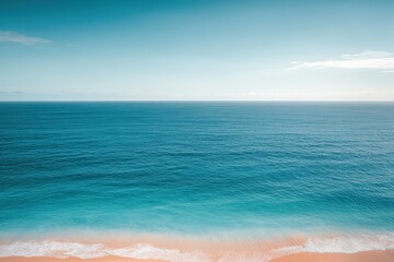Fototapeta premium A serene sunset scene over the ocean on a cloudy day, perfect for travel or nature-themed projects. Beautiful simple AI generated image