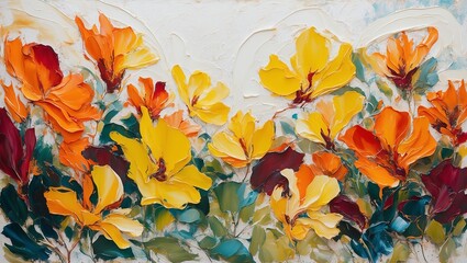 Abstract floral in Color Field painting style. Created with generative AI technology