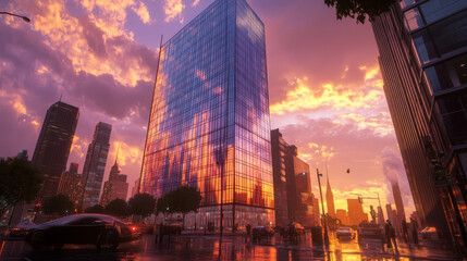 Fototapeta premium sunset in the city