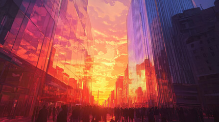 Obraz premium sunset in the city