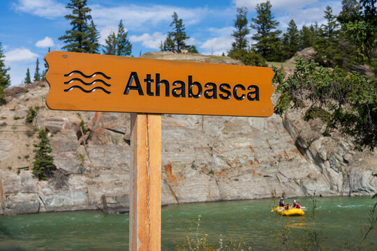 Athabasca River Rafting in summer. Jasper National Park, Alberta, Canada. Canadian Rockies.
