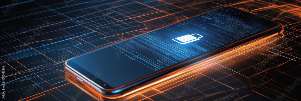Leinwandbilder a smartphone features a lock icon on the screen, placed on a glowing grid background, suggesting a f