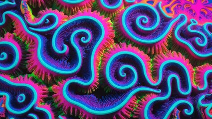 Coral in Psychedelic Art style. Created with generative AI technology