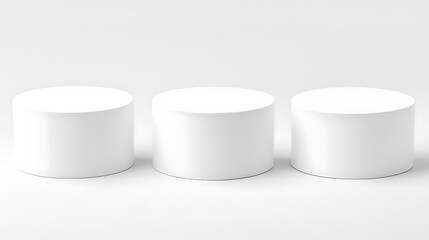 White Cylinders on White Background Light Gradient Background with Room for Typography