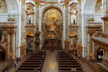 Interior dome in the Karlskirche (St. Charles Church's) Vienna, Austria. Free access entrance