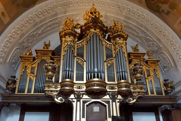 Pipe organ of the  Karlskirche (St. Charles Church's) Vienna, Austria