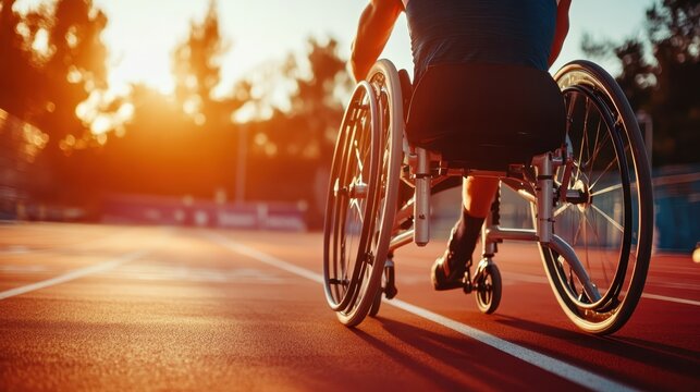 A Paralympic athlete using advanced sports technology to compete at the highest level.