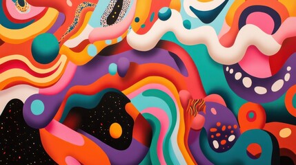 Obraz premium Vibrant, retro-cool psychedelic artwork with swirling colors and funky patterns