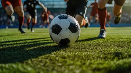 Obraz premium Teams facing off in a high-stakes sports competition, with a focus on the tension and excitement.