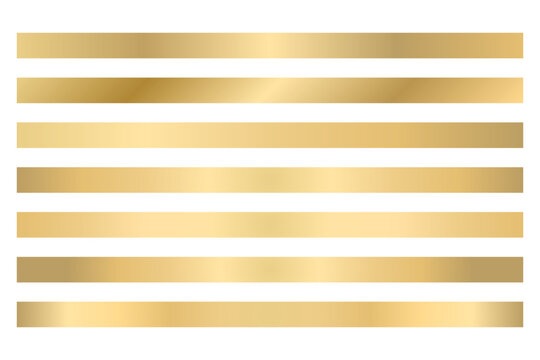 Set of Gold banner bar ribbon isolated on transparent background. Shiny blank decor element template for congratulation text, Luxury design elements. Decoration for holiday, 