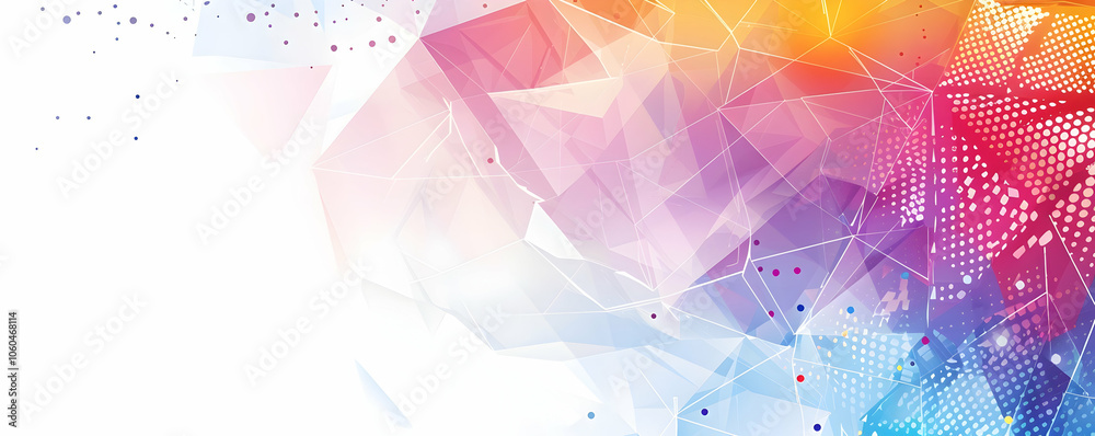 Poster abstract polygonal background with colorful triangles and dots