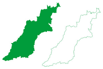 Jutai municipality (Amazonas state, Municipalities of Brazil, Federative Republic of Brazil) map vector illustration, scribble sketch Jutai map