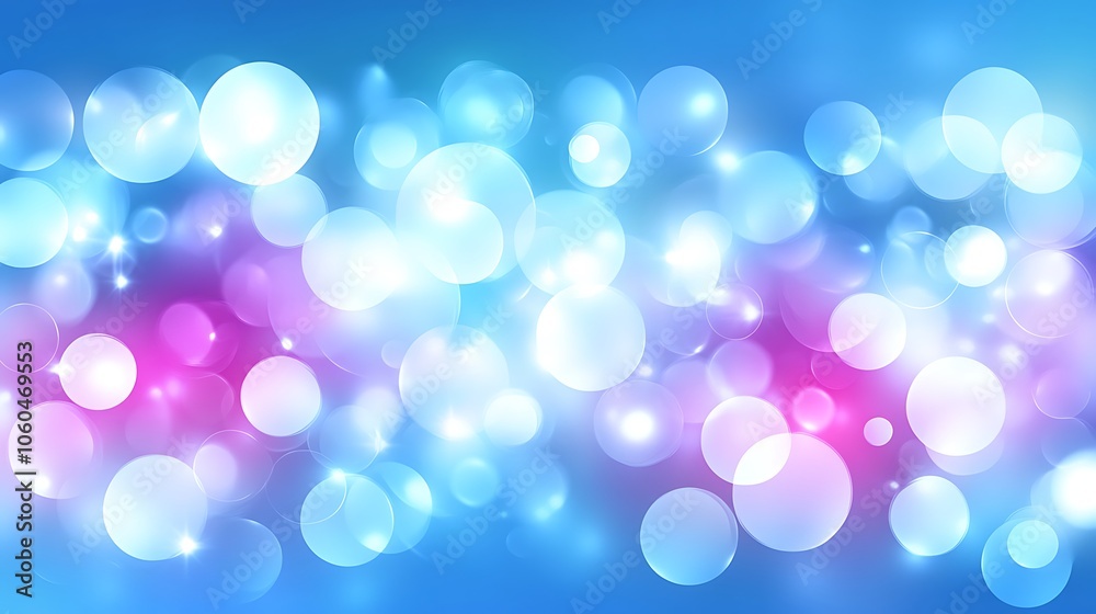 Wall mural blue and pink bokeh background minimalist white background with space for text