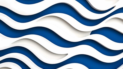 The image contains an abstract pattern of white waves on a blue background. The waves make it seem like the surface is undulating.  It appears to be made with paper cutouts or 3D rendering.