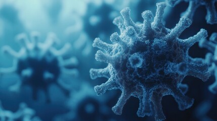 Fototapeta premium coronavirus particles, emphasizing the unique structure and texture of the spikes.