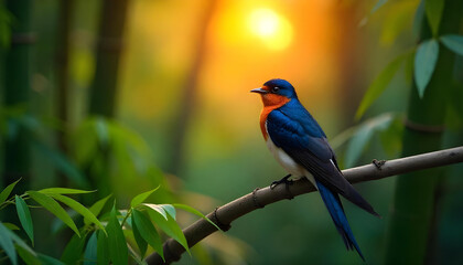 Obraz premium blue bird on a branch