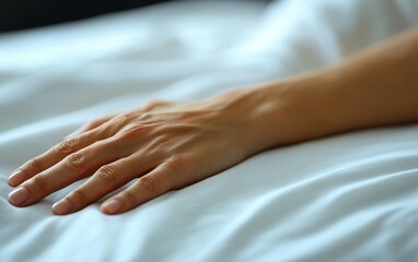 Gentle touch, soft sheets. A moment of serene rest and relaxation.  Find your peace in simple pleasures.