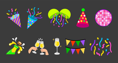 Set of illustrations for parties, celebrations, and festivals