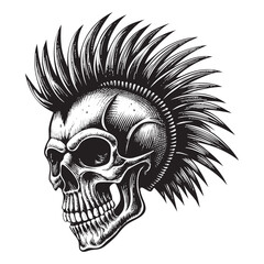Fototapeta premium skull punk drawing vector illustration 