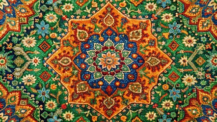 A tapestry of vibrant hues, intertwined with delicate floral motifs, forming an intricate and captivating pattern.