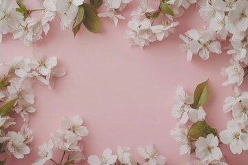 Delicate White Flowers on Pink Background