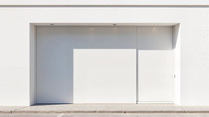 Large banner mockup on blank store wall