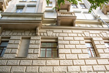 Studying the architectural details of this historic building Bottom view