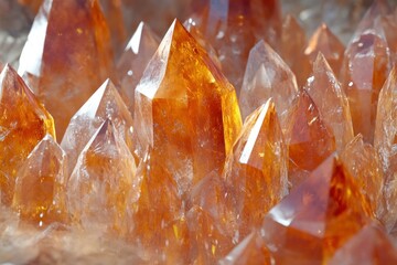 Glimmering Amber Crystals in Natural Formation