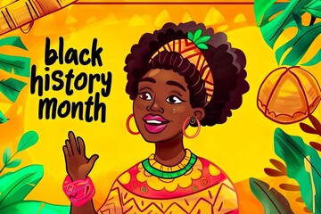 A cartoon of a woman with a big smile on her face