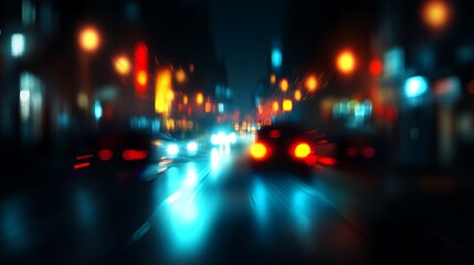 Fototapeta premium Blurred City Lights at Night Smooth Blue Background with Copy Space for Advertisements