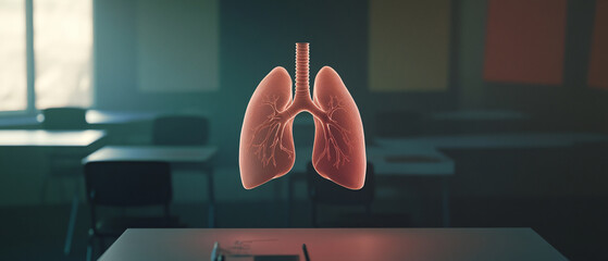 Human Lungs Anatomy Illustration in Classroom Setting