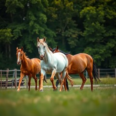 A group of running horses