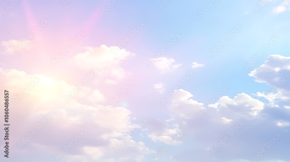 Wall mural pastel sky with clouds for background minimalist white background with space for text