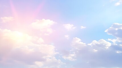 Obraz premium Pastel Sky with Clouds for Background Minimalist White Background with Space for Text