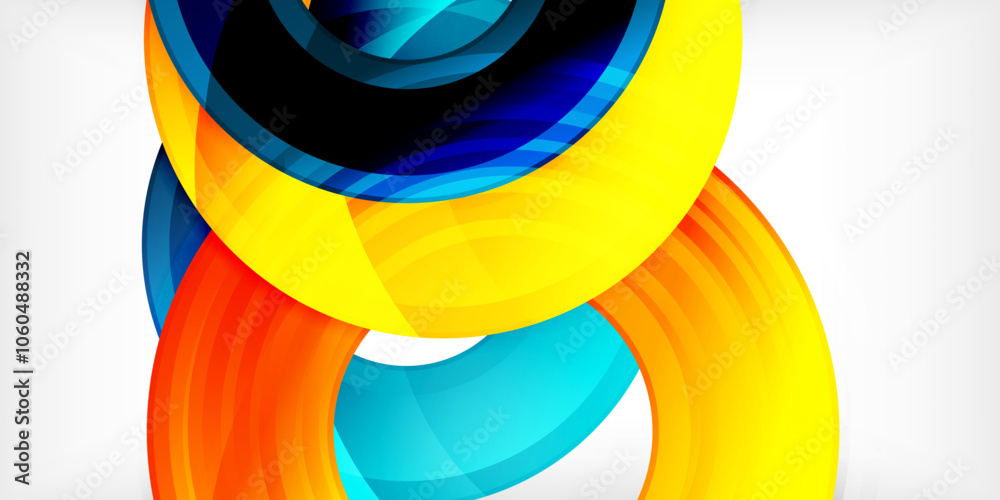 Poster Bright colorful circles with light effects. Abstract background