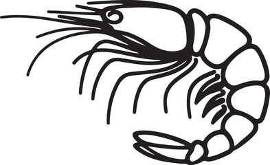 Continuous one line art drawing of shrimp vector art illustration