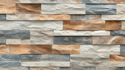 Close-up of detailed stone wall background, each rock showing unique textures and earthy tones