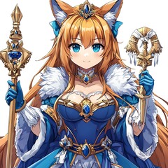 Fototapeta premium Anime Character of a Queen in Royal Attire.