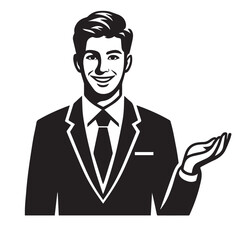 Silhouette of Smiling Businessman
Smiling Businessman Silhouette Illustration
Silhouette Art of a Happy Businessman