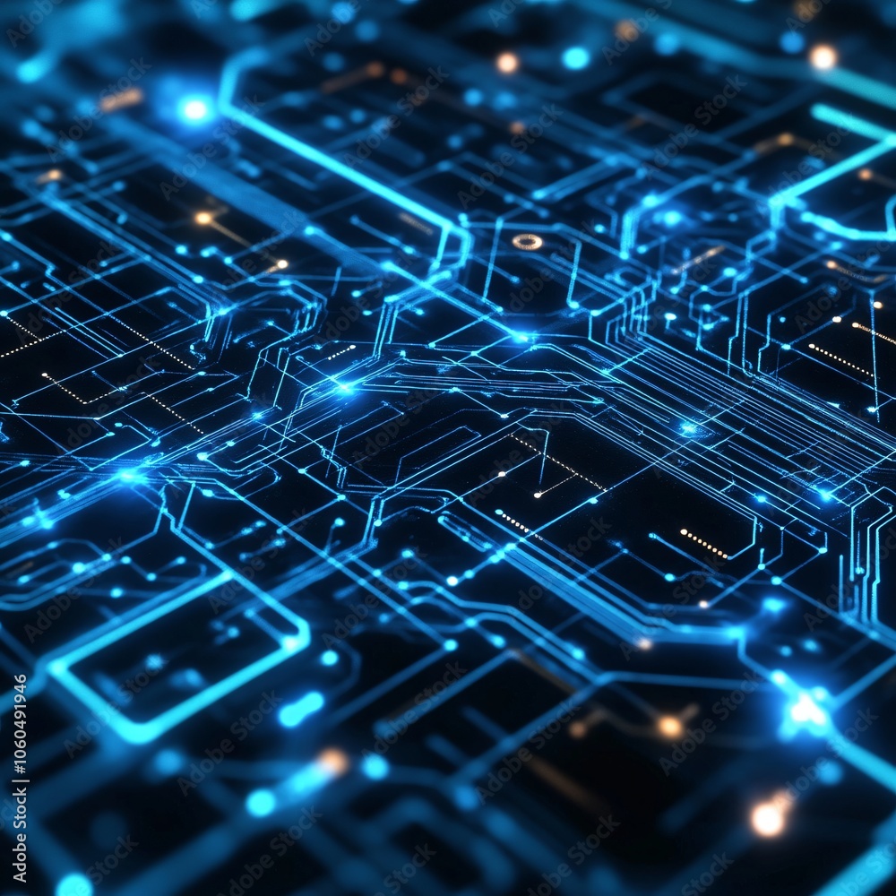 Aufkleber Exploring the depths of innovation a captivating journey through a futuristic circuit board design with intricate patterns and vibrant blues