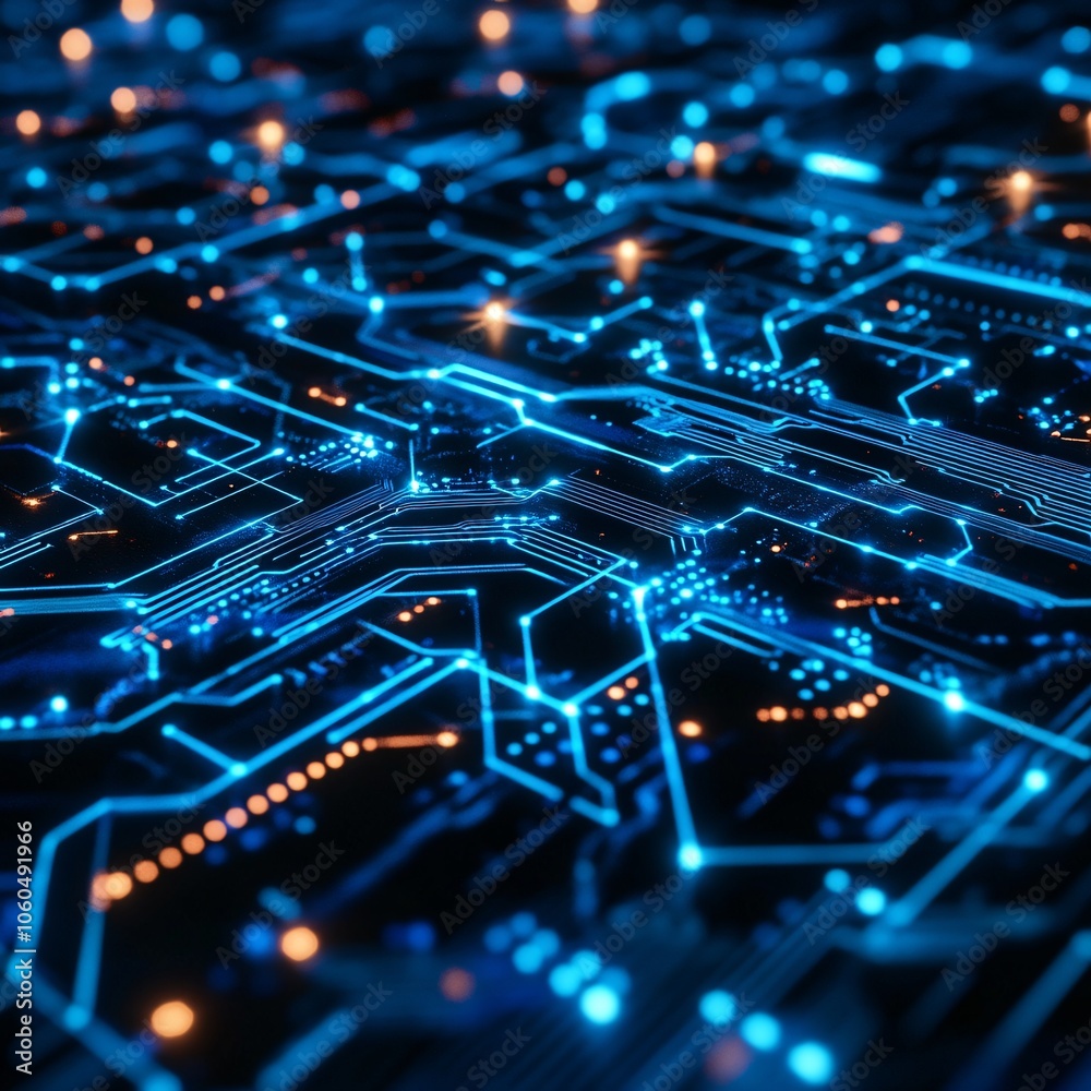 Poster Exploring the intricate patterns of future technology through futuristic circuit board designs and their aesthetic appeal