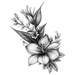 flower, vector, floral, nature, flowers, plant, illustration, leaf, bouquet, design, summer, pattern, spring, art, decoration, blossom, drawing, flora, ornament, card, vintage, garden, beauty, sketch,