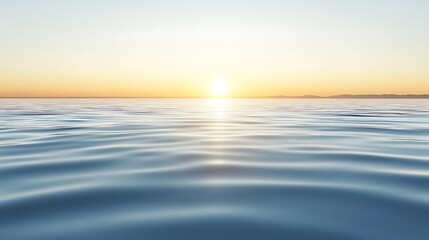 Tranquil Sunset Over Calm Ocean Simple Neutral Background with Free Space for Design