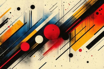 geometric seamless pattern in bauhaus style featuring colorful abstract shapes arranged in a harmonious design reflecting a vibrant and modern artistic movement