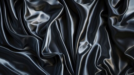 Fototapeta premium Dark, Glossy Silk Drapery Textured in Black