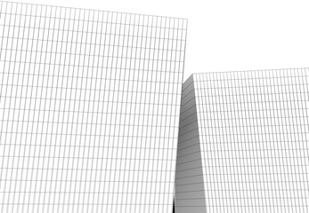 architecture building 3d vector drawing