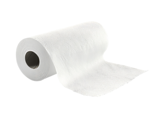 Roll of paper towel on a white background ready for use, transparent
