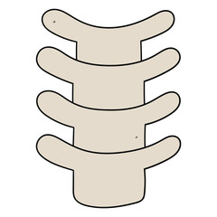 Hand drawn cartoon human spine on white background.