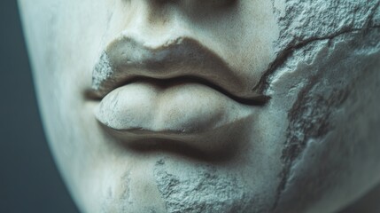 Ancient marble head of a figure with detailed carving. A timeless masterpiece.